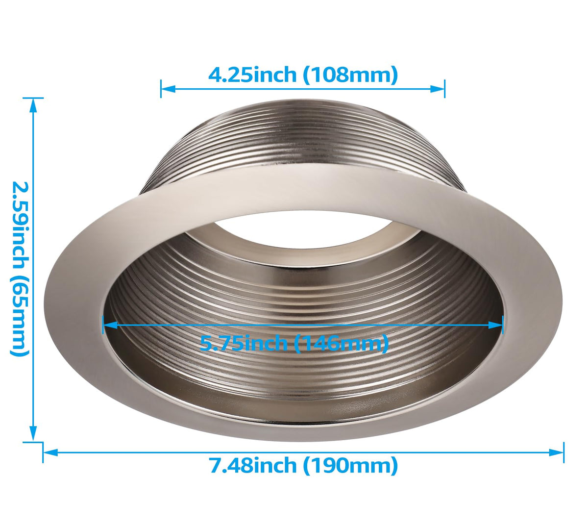 6 Inch Integrated Can Light Trim, Satin Nickel