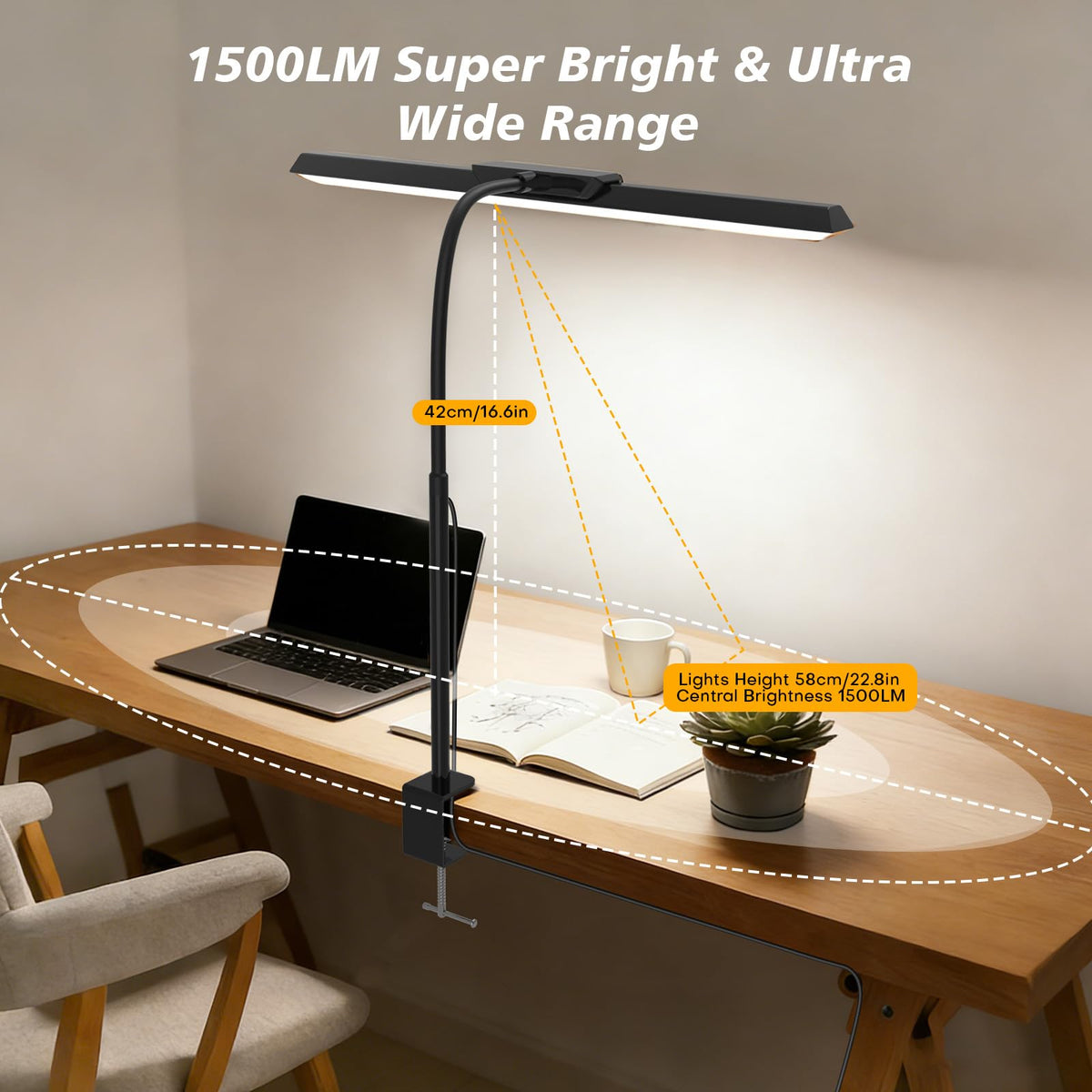LED Desk Lamp, Desk Lamps with USB Charging Port and 3000mah Battery, Eye-Caring Table Lamp with 5 Color Modes and 5