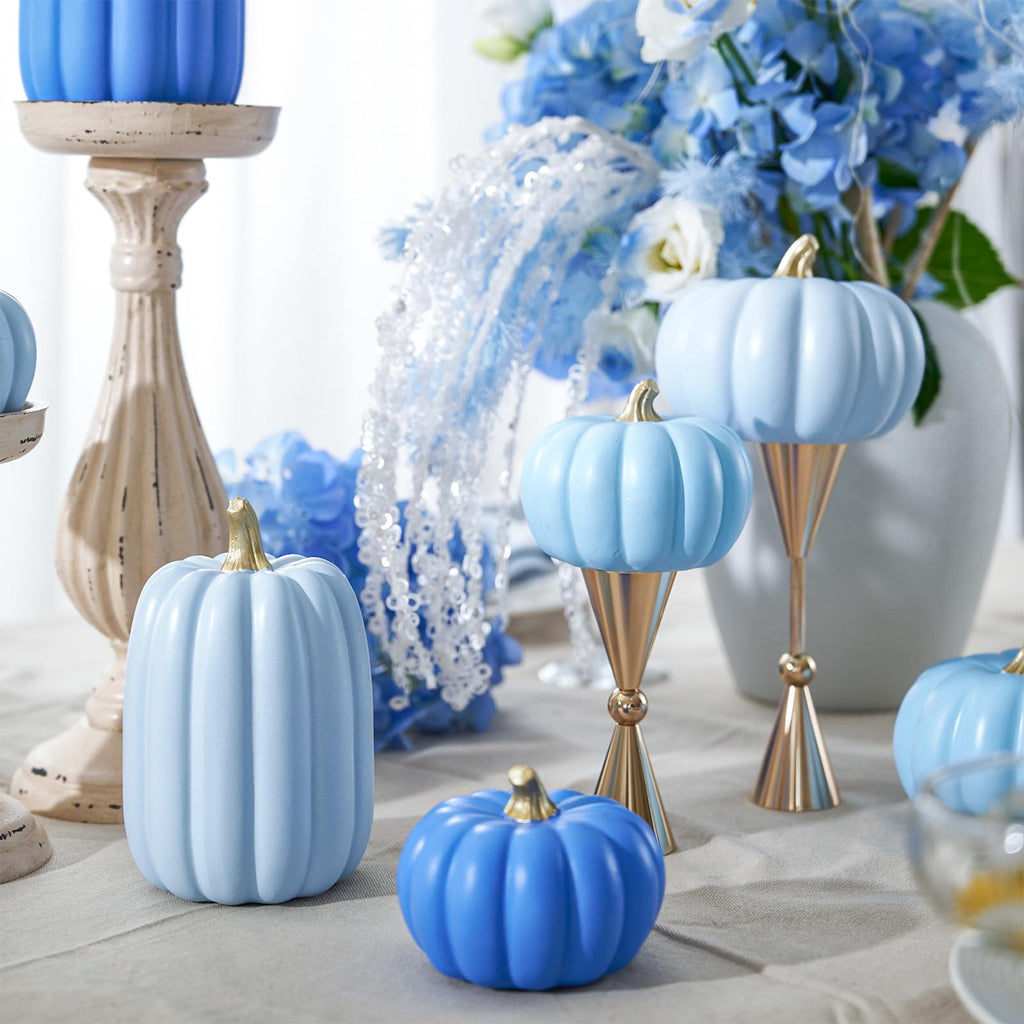 Fall Pumpkin Decor Set of 7, Artificial Fake Pumpkins