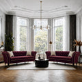 Red Chesterfield Sofa Set, 89.5" 3 Seater Couch