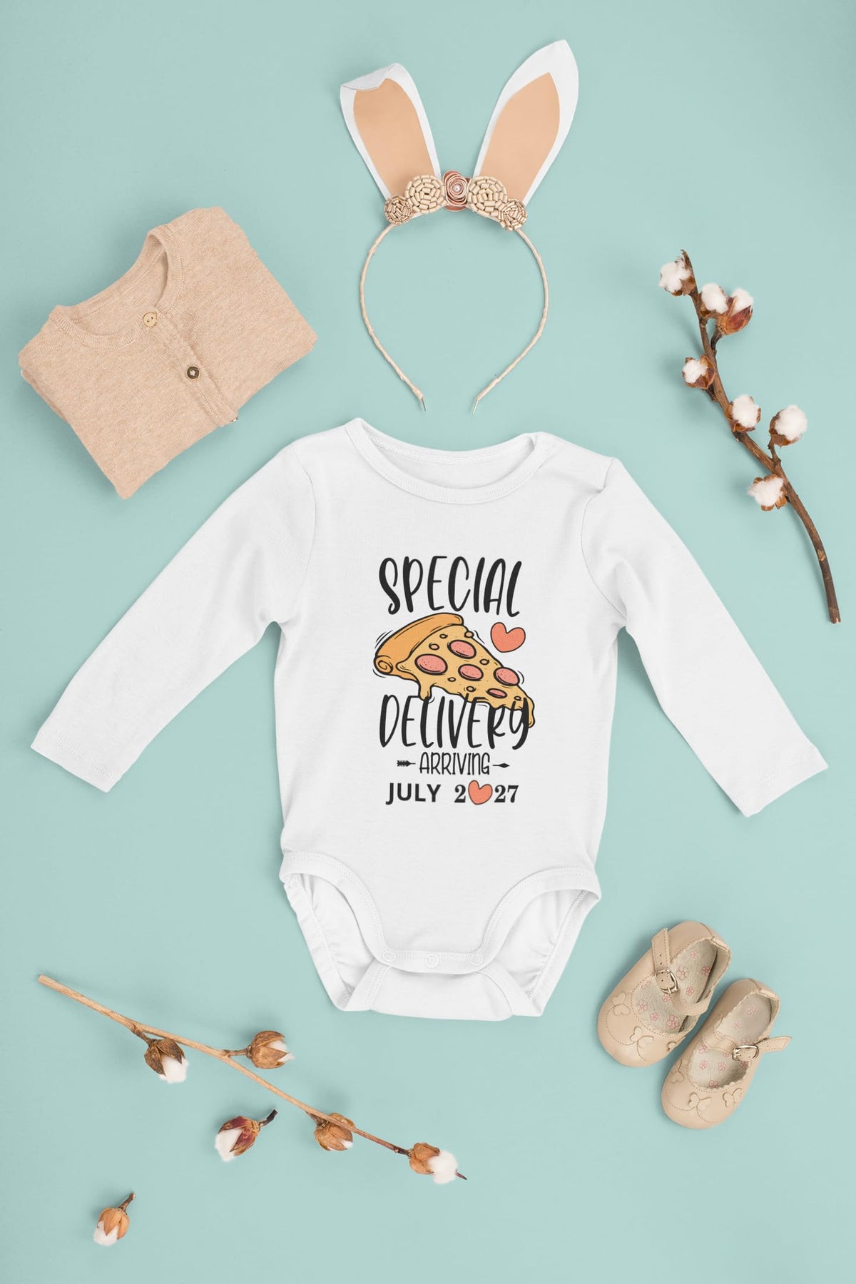 Special Delivery Pizza Baby Bodysuit, Baby Announcement Kids Tee