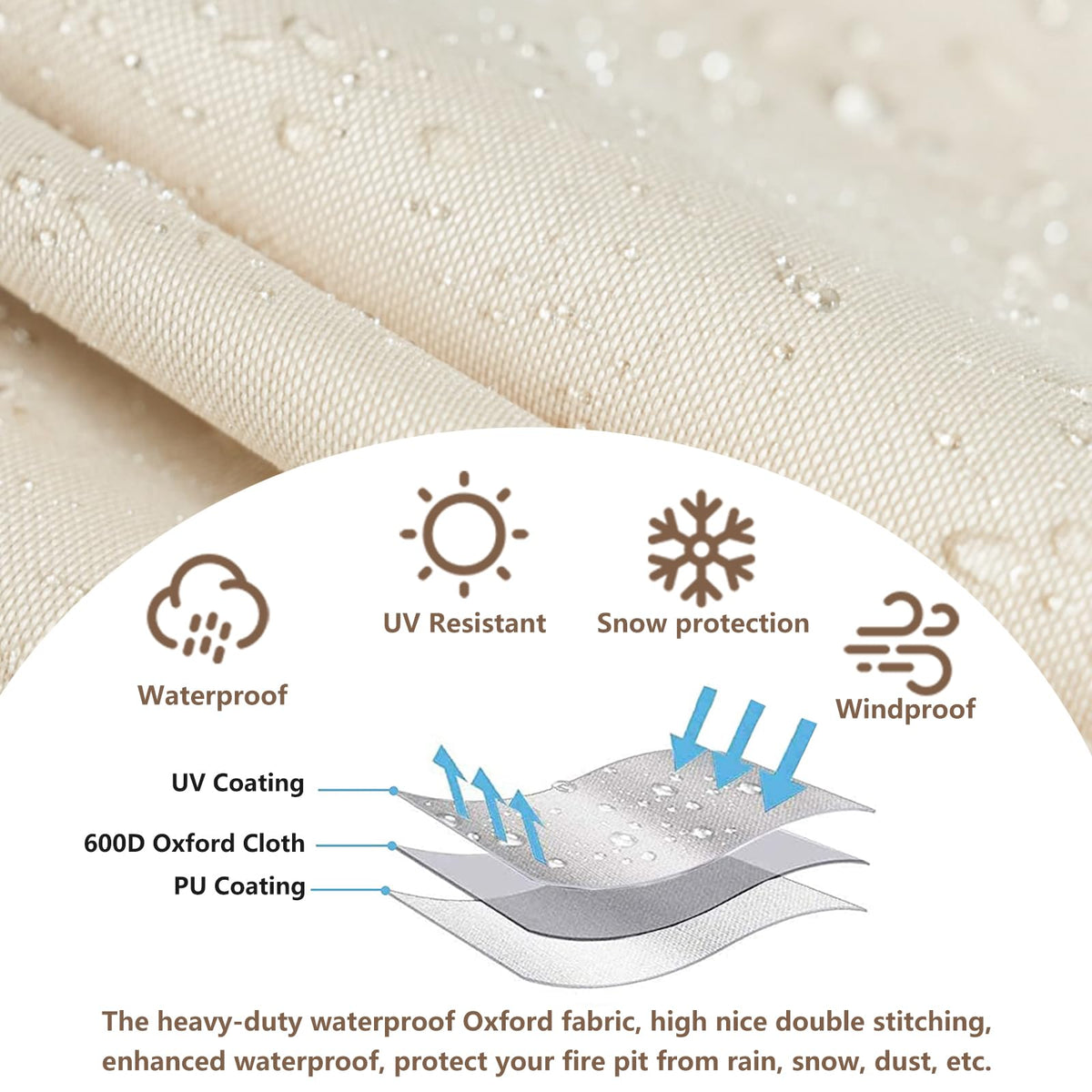 Pit Cover Rectangular, Outdoor Heavy Duty 600D 100% Waterproof Tear-Resistant 44 Inch Fire Table Cover Rectangle