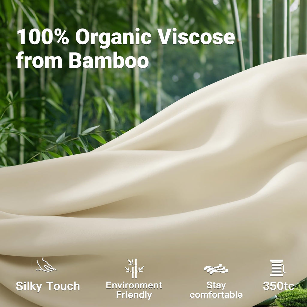 Duvet Cover Set, 100% Natural Viscose from Bamboo, Washed&Brushed Ultra Soft Bedding Breathable for Hot