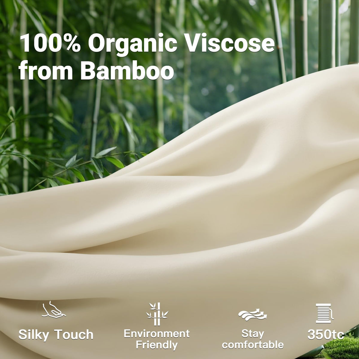 Duvet Cover Set, 100% Natural Viscose from Bamboo, Washed&Brushed Ultra Soft Bedding Breathable for Hot