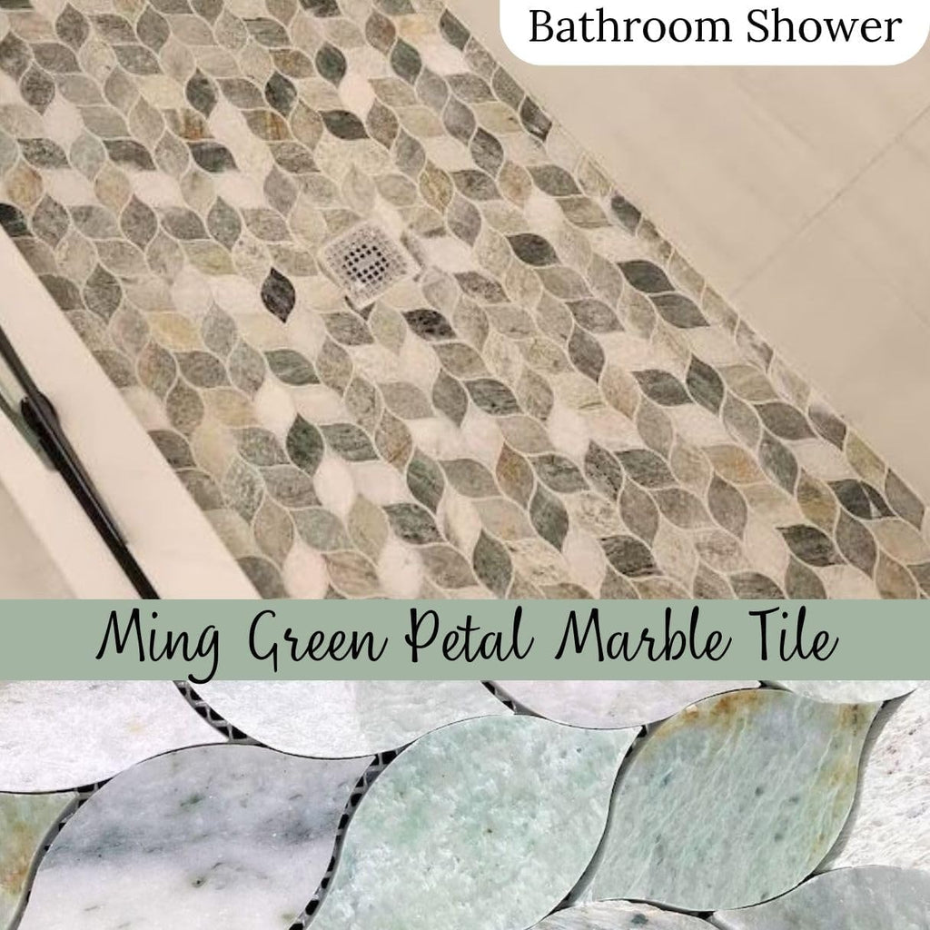 Ming Green Polished Leaf Marble Mosaic Tile - 2 Sheets