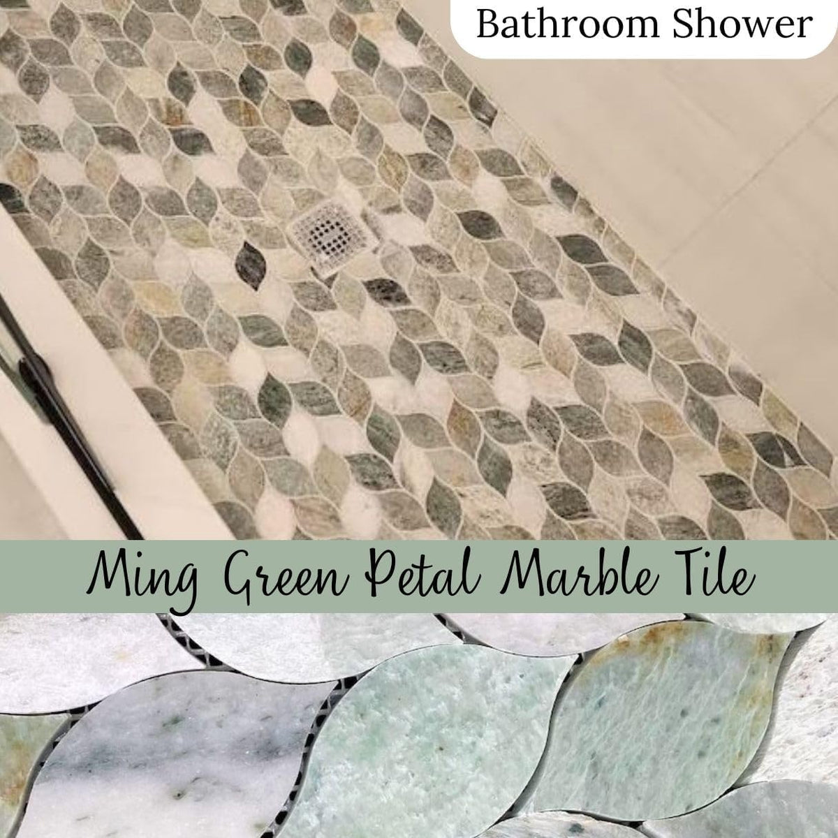 Ming Green Polished Leaf Marble Mosaic Tile - 2 Sheets