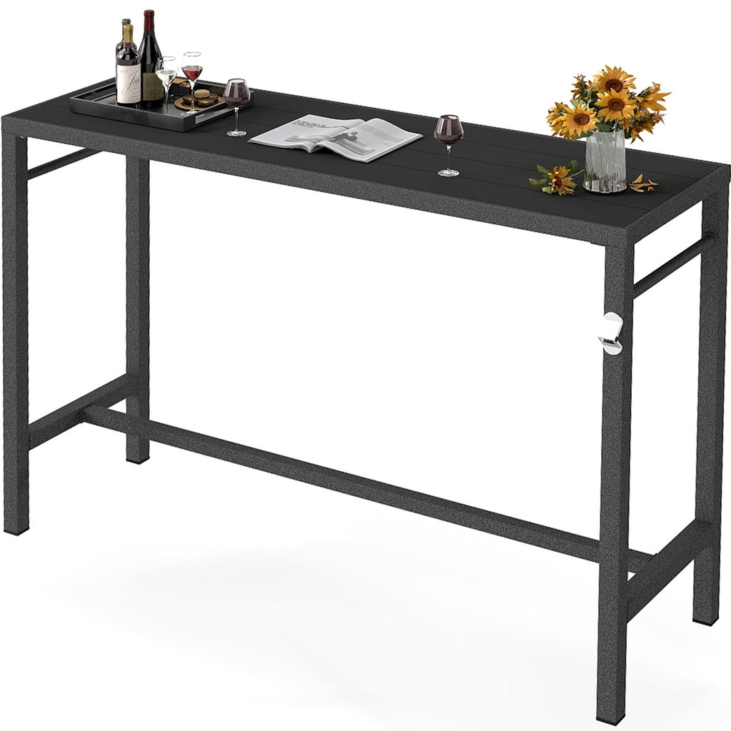 Outdoor Bar Table, Bar Height Outdoor Pub Table, 53 inch Long, Black