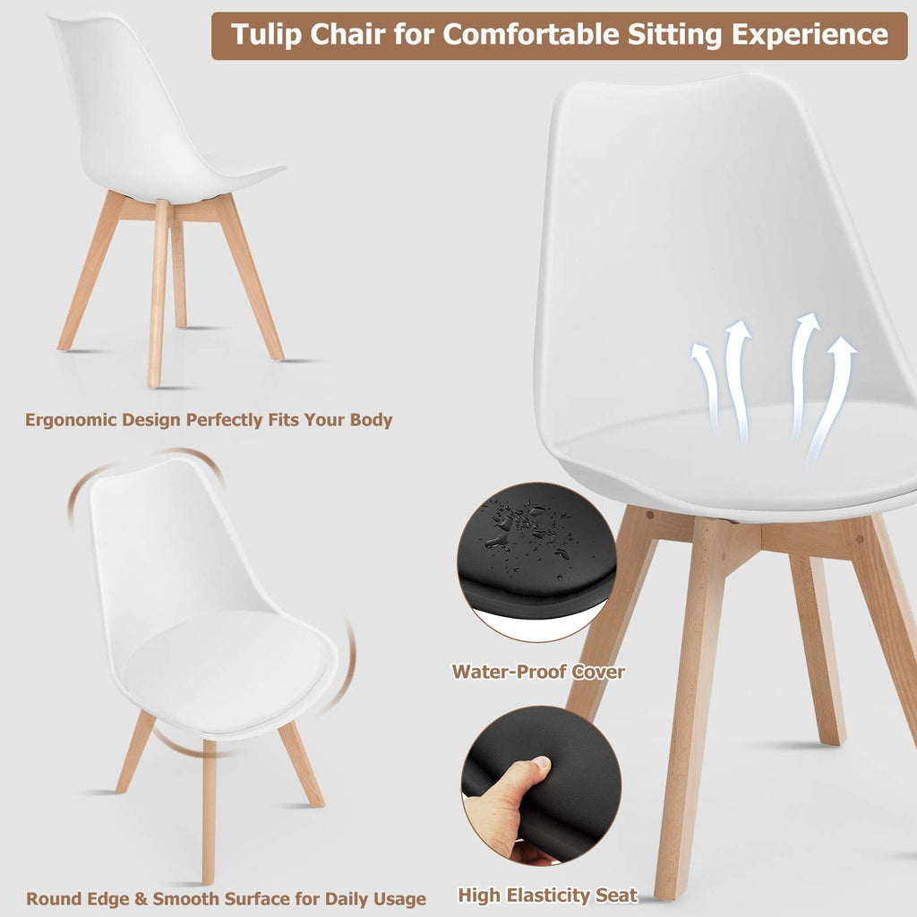 Inspired Saarinen Style Set of 4 Modern Dining Chairs, High Backrest Kitchen Chairs, Elegant Mid Century Side Chairs w/Padded Seat, Solid