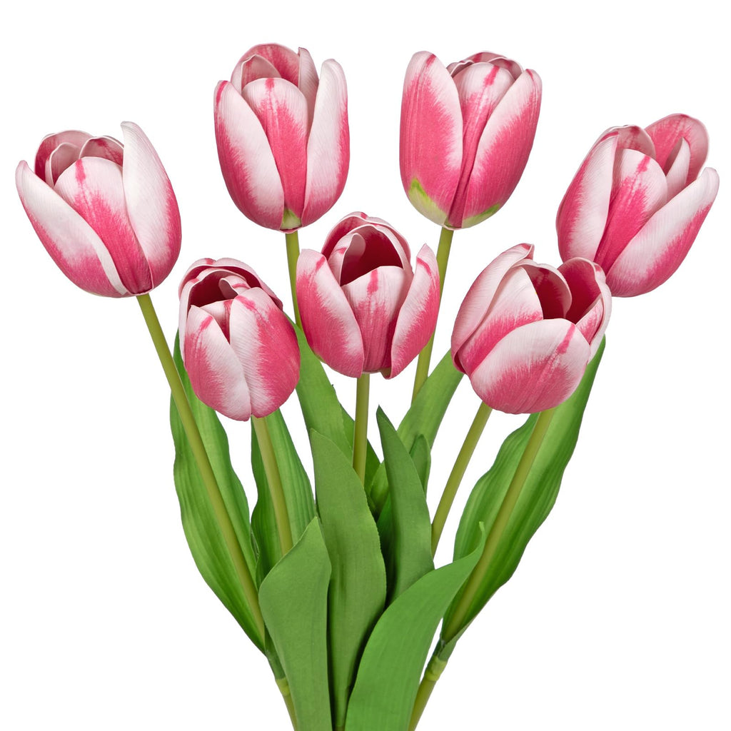 Artificial Tulips Flowers - 24" Long Stem Faux Tulips, 7PCS Real Touch Fake Red Tulip for Vase, Farmhouse, Kitchen
