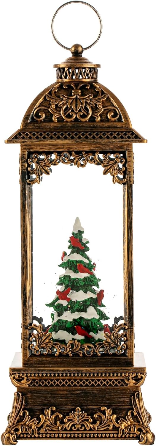 Rotating Christmas Tree Christmas Snow Globes Cardinal Music Water Glitter Lantern Holiday Decorations Gifts