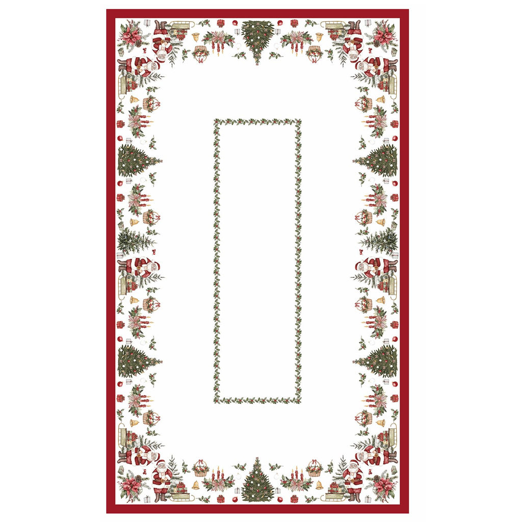 Christmas Tablecloth Santa Claus & Tree Print, 60 x 84 Inches
