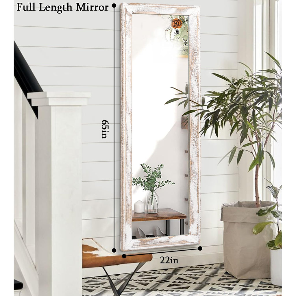 Wall Mirror Full Length with Wood Frame 65"x22" Rustic Large Full Body Mirrors Decorative Living Room Bathroom