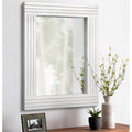 Rustic Wall Mirror - Rectangular Antique Wooden Frame - Farmhouse Bedroom & Entryway - Large White - 20" x 16"