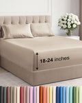 Extra Deep Twin Sheet Set - 4 Piece Breathable and Cooling Sheets - Wheat