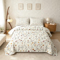 Spring Floral Quilt Set Wildflower Spring Summer Quilt Bedding Modern Minimalist Bedspread Coverlet Rustic