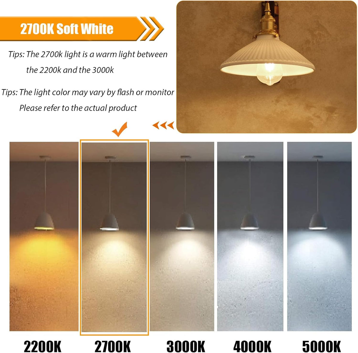8 Pack Dimmable LED Light Bulbs 40W Equivalent, 2700K Soft White