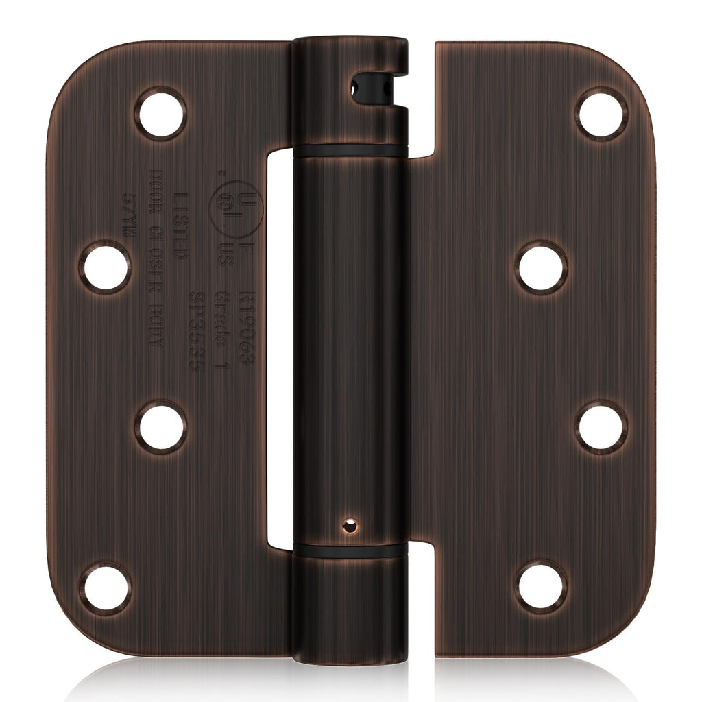 2 Pack 4Inch Spring Door Hinges Oil Rubbed Bronze 5/8" Radius Corner