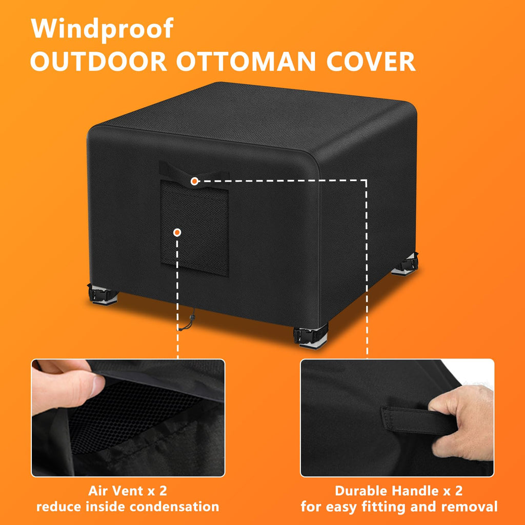 2Pcs-22 L x 22" W x 18" H Outdoor Patio Ottoman Cover