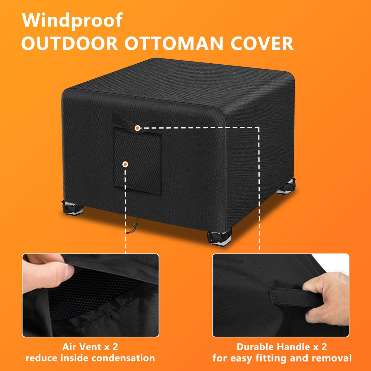 2Pcs-22 L x 22" W x 18" H Outdoor Patio Ottoman Cover