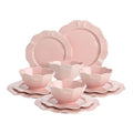 12-Piece Dinnerware Set, Embossed Bow Design, Iconic Ceramic Stoneware Service for 4 with Dinner Plates, Salad