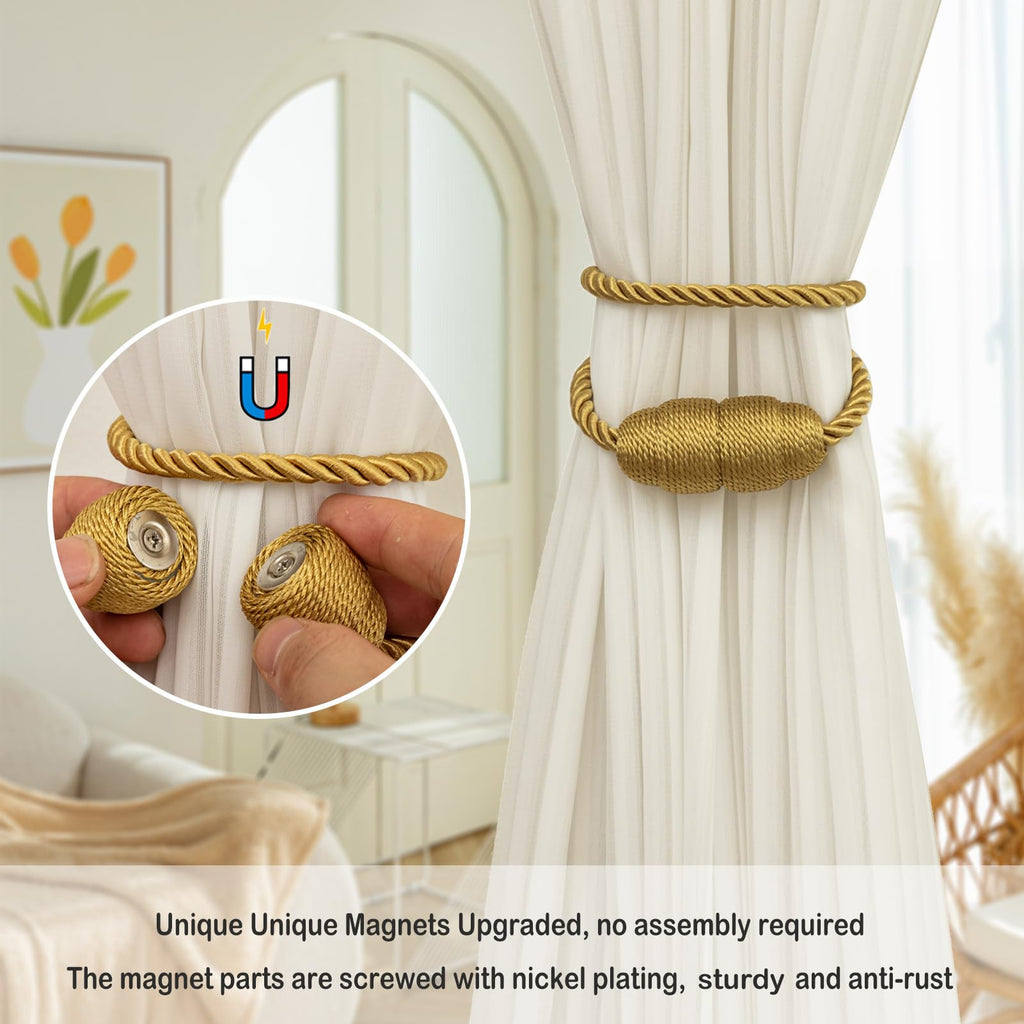 Magnetic Curtain Tiebacks Rope Curtain Tie Backs for Curtains 8 Pack Curtain Holders for Drapes Decorative Window