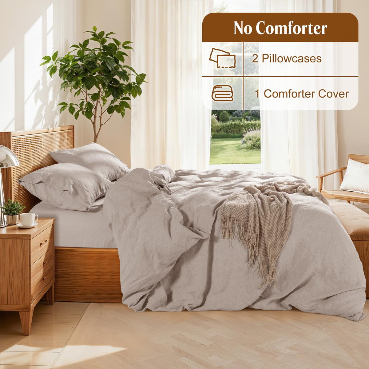 100% French Linen Duvet Cover Set 3Pcs, Comforter Cover