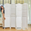 Room Dividers, 5.75Ft Individual Privacy Screens Foldable Wooden Louver & MDF Stable Wall Divider Bedroom, 4 Panels