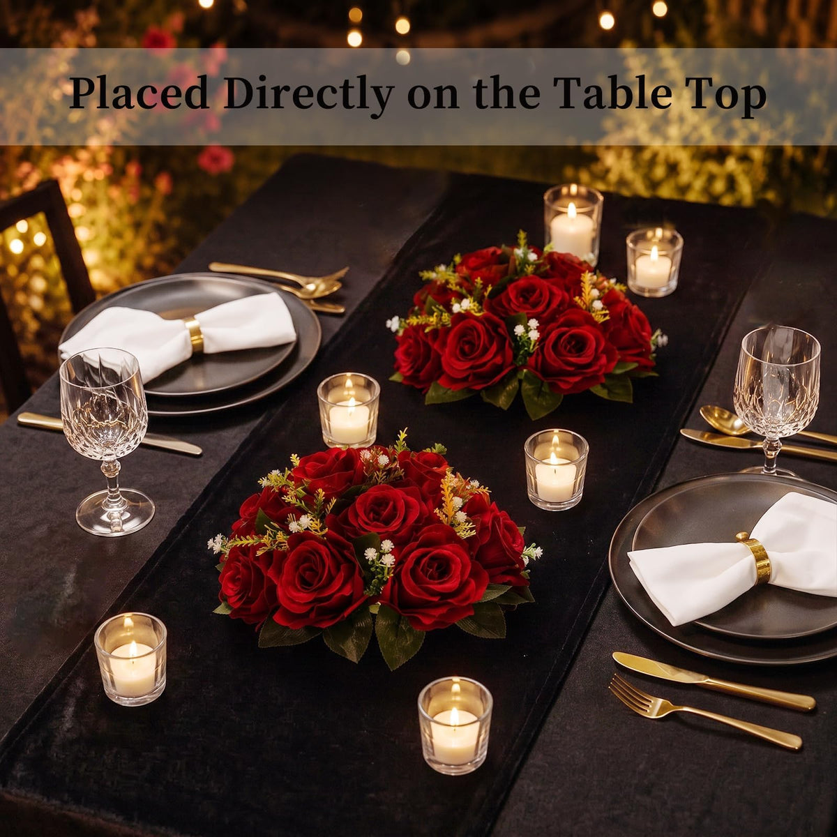 Faux Flower Centerpieces for Wedding Tables, 10 Pcs, Crimson Red