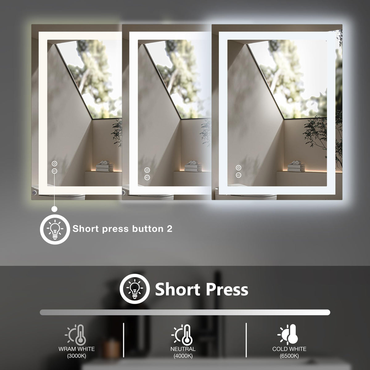 36.1"x36.1" LED Bathroom Mirror, Bathroom Vanity Mirror