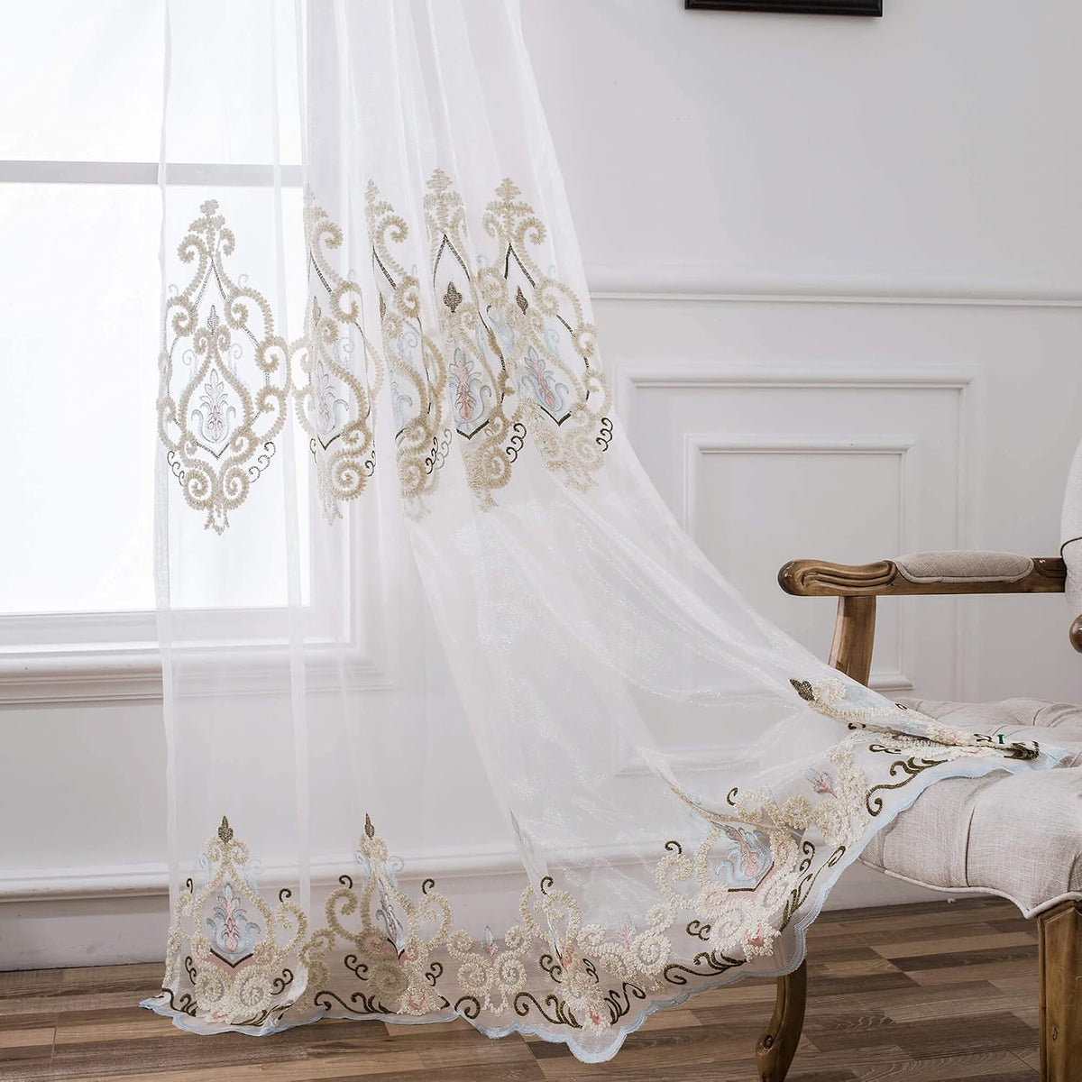 Simple Chenille Jacquard Sheer Window Elegance Curtains/Drapes/Panels/Treatments for Bedroom Living Room,Top Grommets