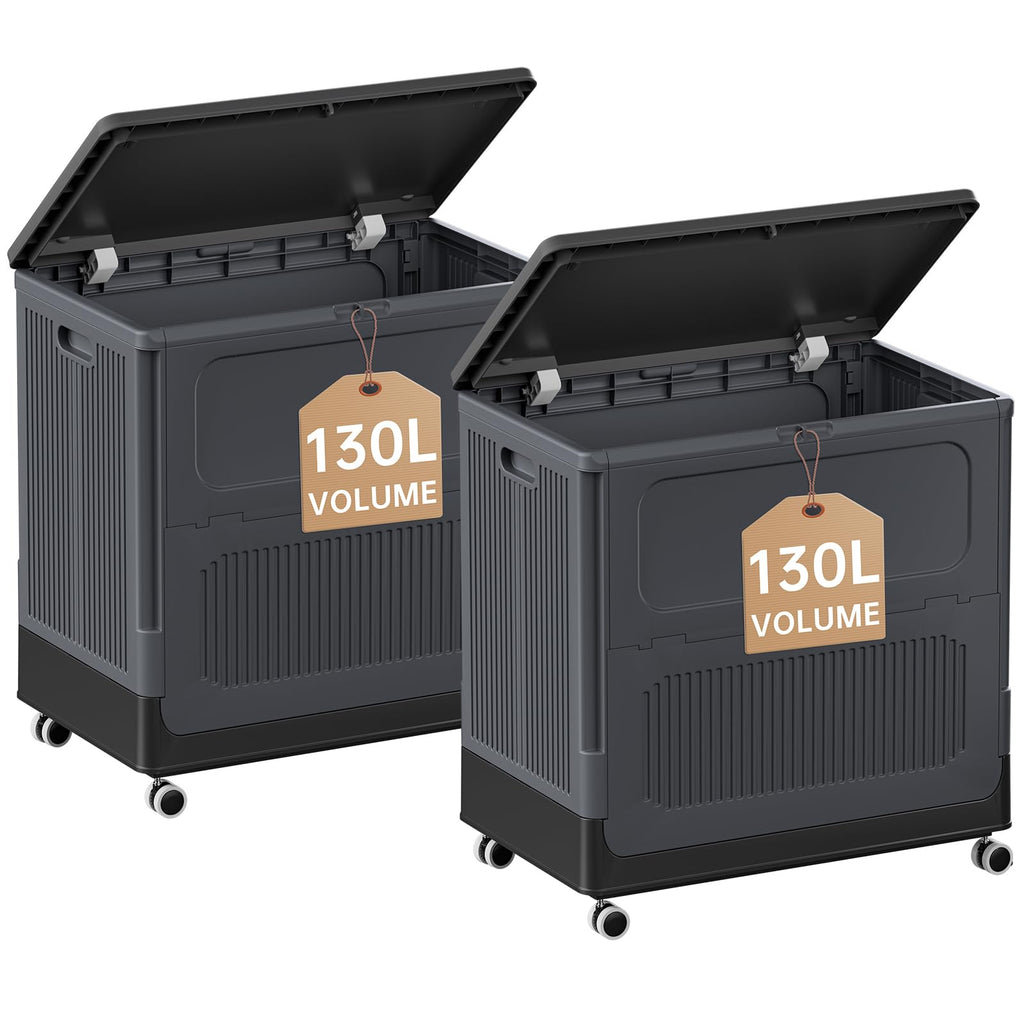 Black Foldable Clothes Hamper for Industry 130L 2 Pack