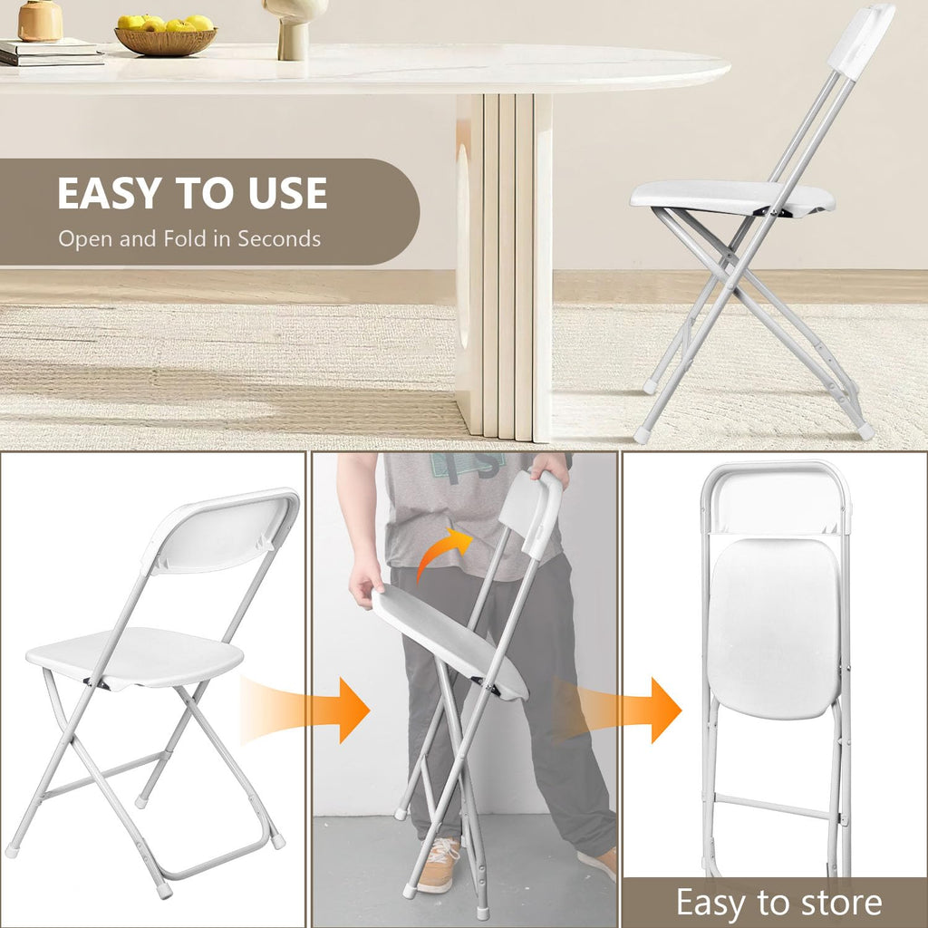 Portable Heavy Duty Folding Chairs 10 Pack, White