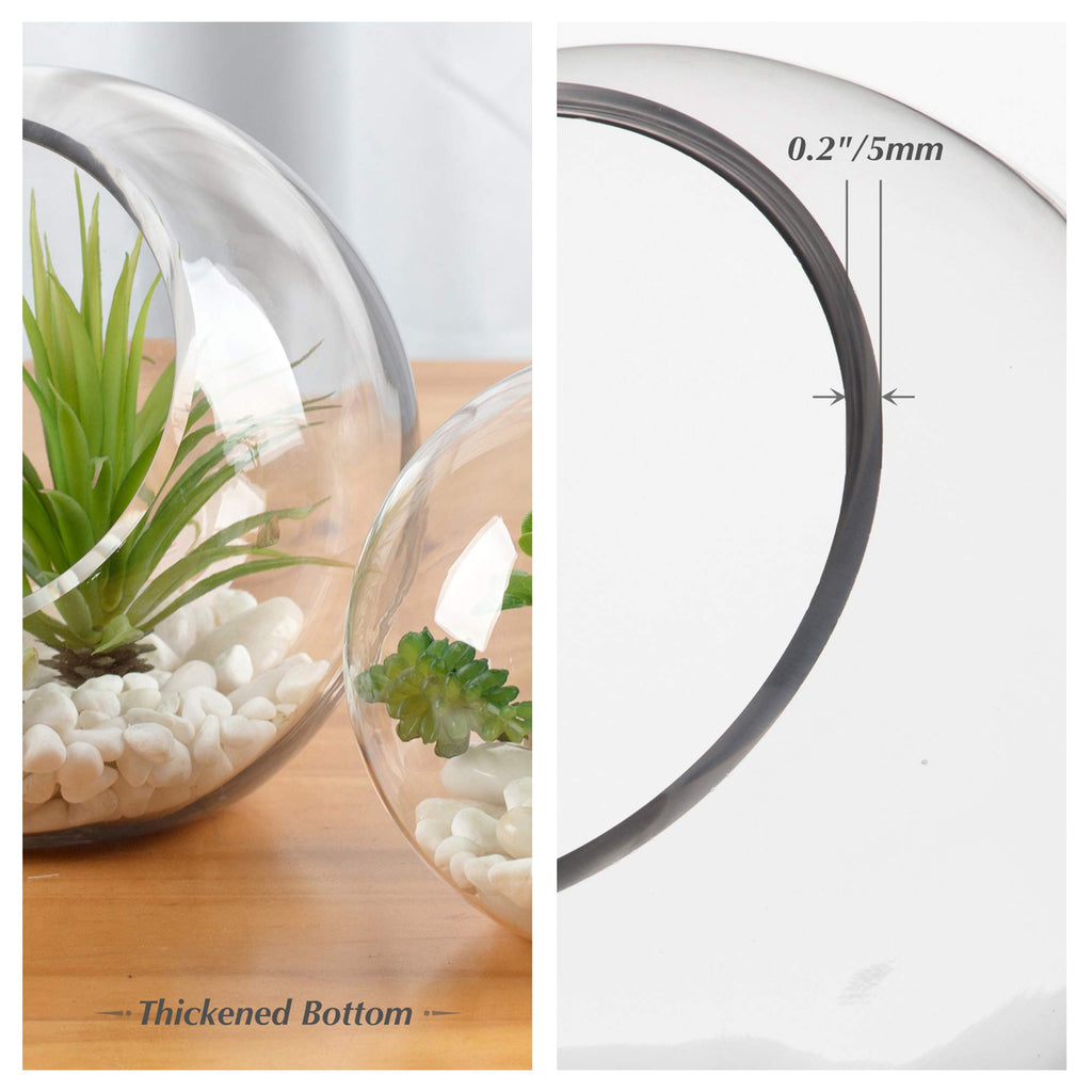 WGV Slant Cut Bowl Glass Vase Bulk, Width 5.5", Height 5.5", Clear Round Globe Planter Terrarium Orb, Candy Dish