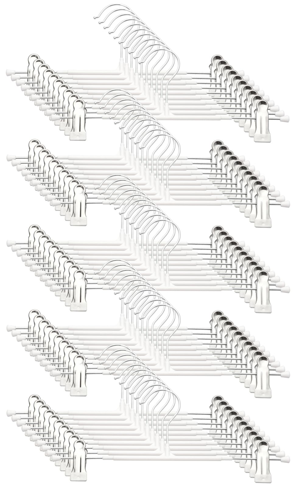 Pants Hangers with Clips, 50 Pack Heavy Duty Space Saving Pant Hangers for Closet Organizer, 12 Inch White Non Slip