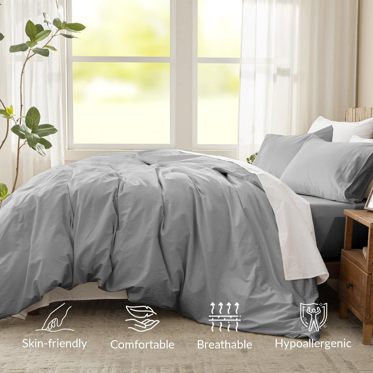 Duvet Cover Queen Size, 100% Egyptian Cotton Duvet Cover Queen