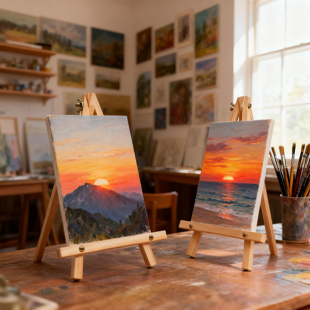 15 Pack 9 Inch Wood Easels, Tabletop Painting Easel Stand