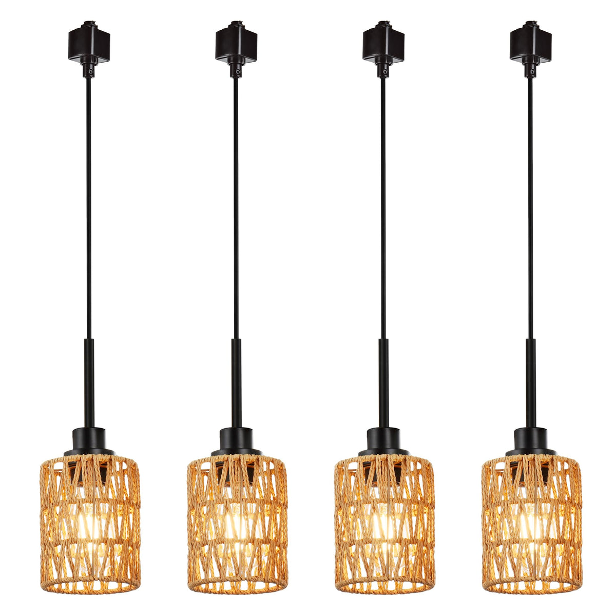 4 Packs H-Type Track Hanging Light Black Ceiling Track Lighting