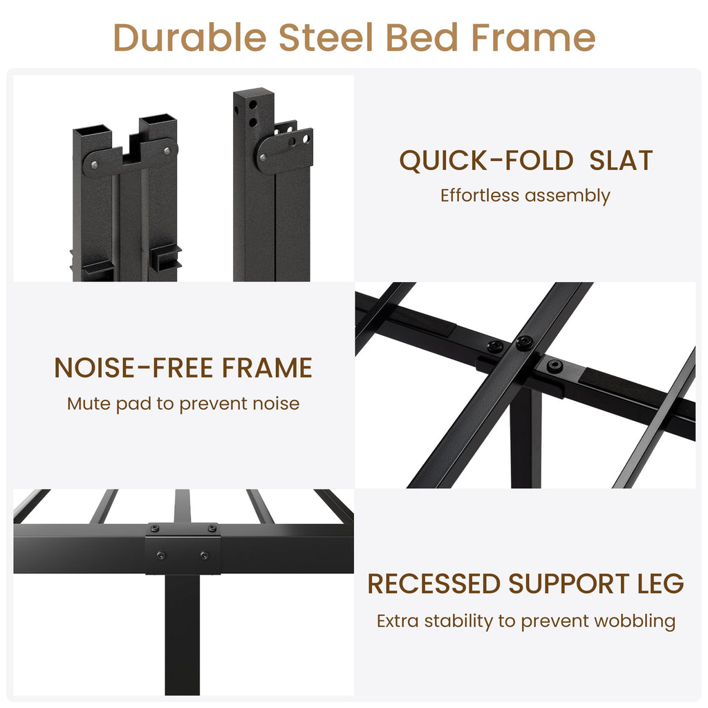 Metal Bed Frame, Victorian Headboard & Footboard, Black