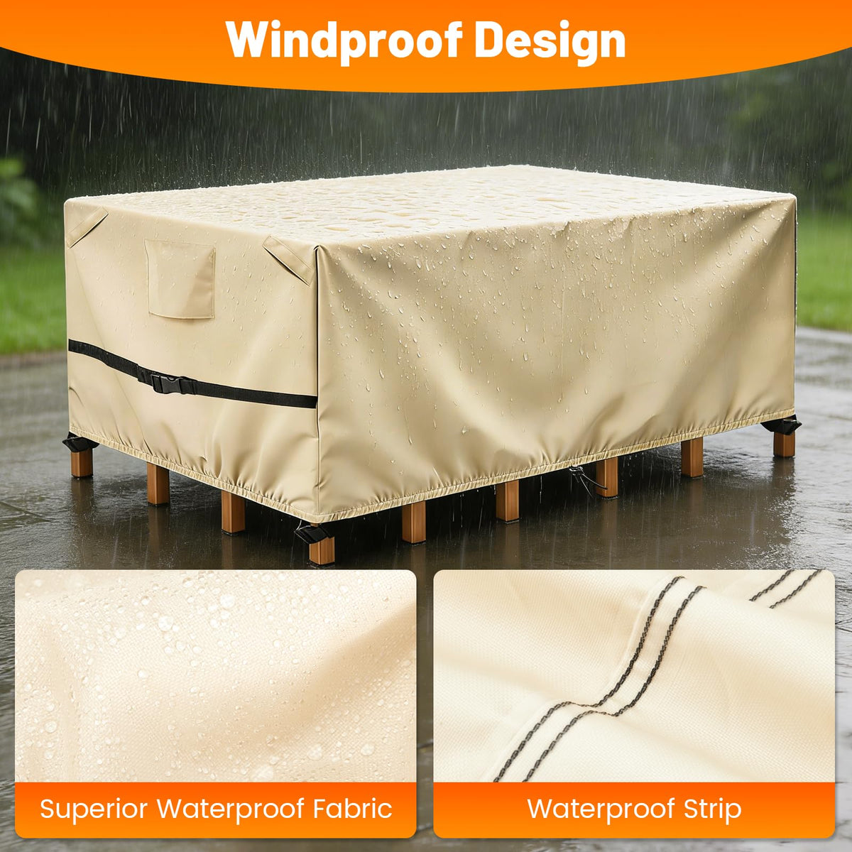 Rectangular Patio Furniture Covers, Outdoor Patio Table Cover Beige