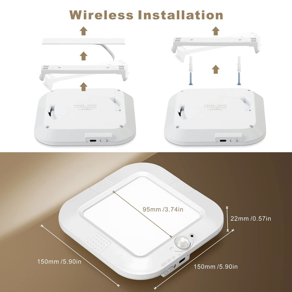 Rechargeable Motion Sensor Ceiling Light, Closet Light with USB Cable