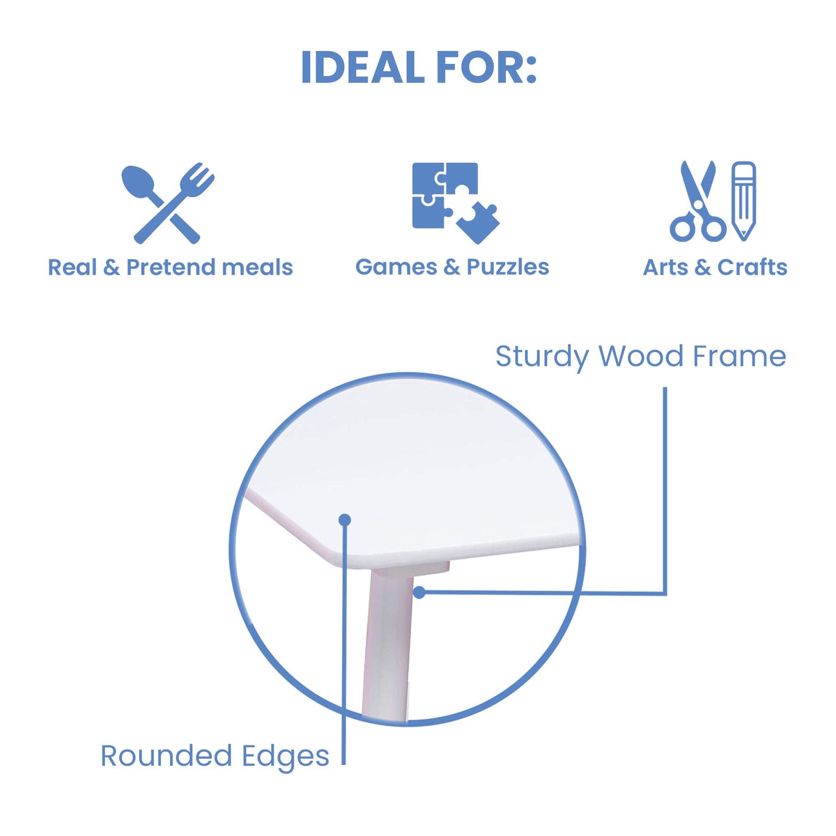 Children Kids Table and Chair Set (4 Chairs Included), White/Pink