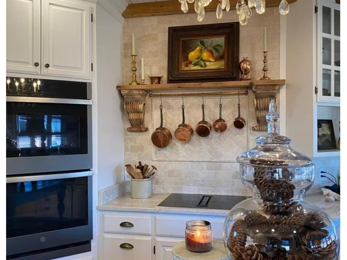 Unlacquered Brass Wall Kitchen Mount Pot Rack, Pot And Rail, Brass Kitchen Rack, Hanging Rack, Pot rail with S Hooks