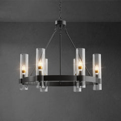 Inspired Ravelle Style 6-Light Black Large Modern Farmhouse Wagon Wheel Chandelier