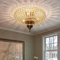 Three-Light Vintage Semi-Sphere Crystal Ceiling Light, Beaded Dome