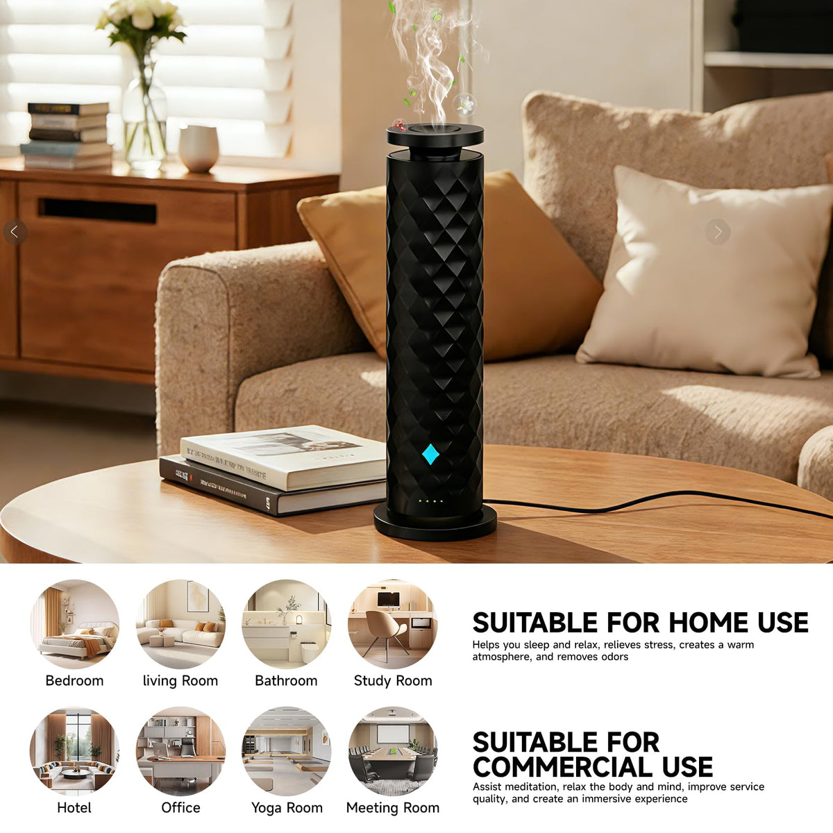 Waterless Cold Air Scent Diffuser Starter Kit with 5 Oils