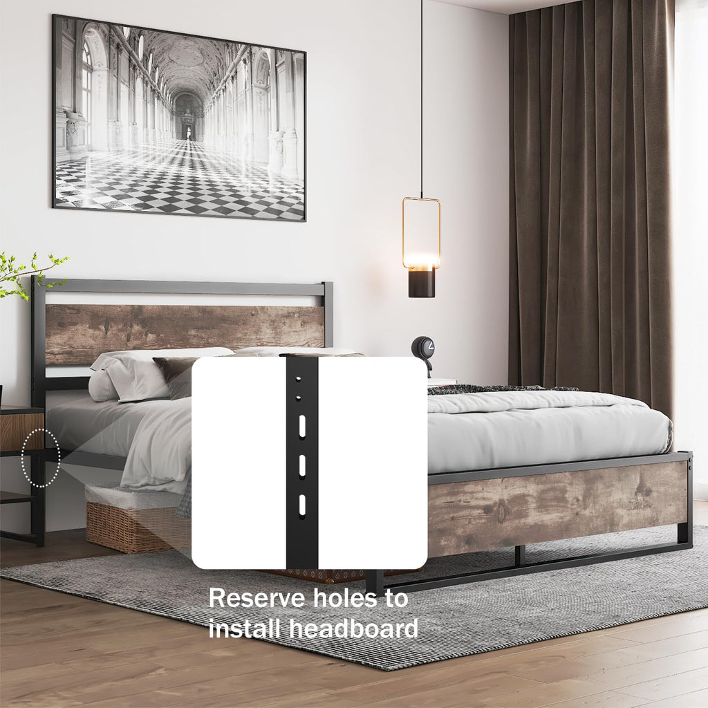 Headboard Only Wooden Headboard with Metal Slats Rustic Headboard