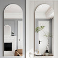 50"x 16" Door Mirror, Arched Full Length Hanging Mirror, White