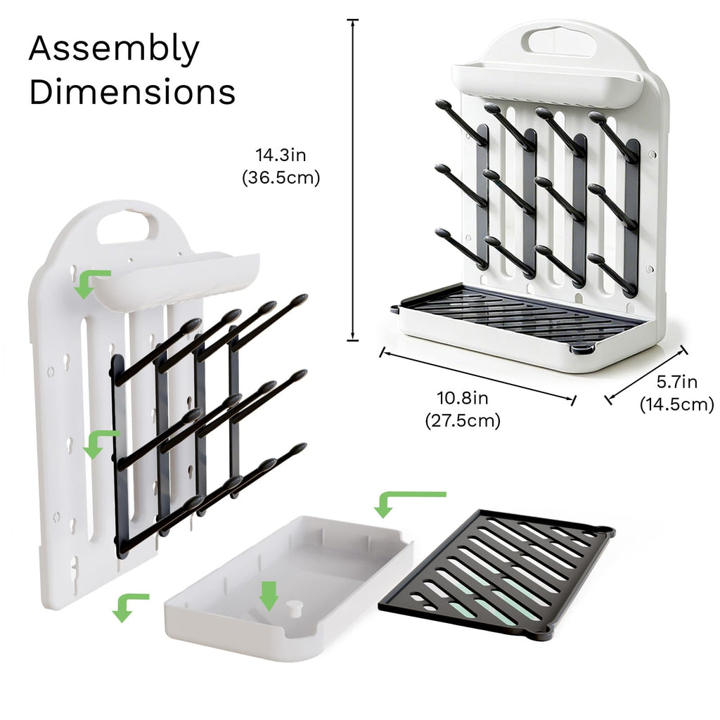 Baby Bottle Drying Rack, Modular Vertical Bottle Drying Rack for Baby Bottles, Pump Parts and Pacifiers, Space Saving