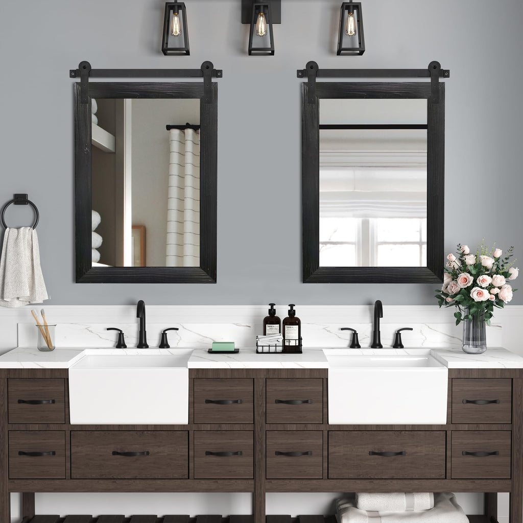 Farmhouse Bathroom Mirrors for Over Sink - 30 x 22 Black