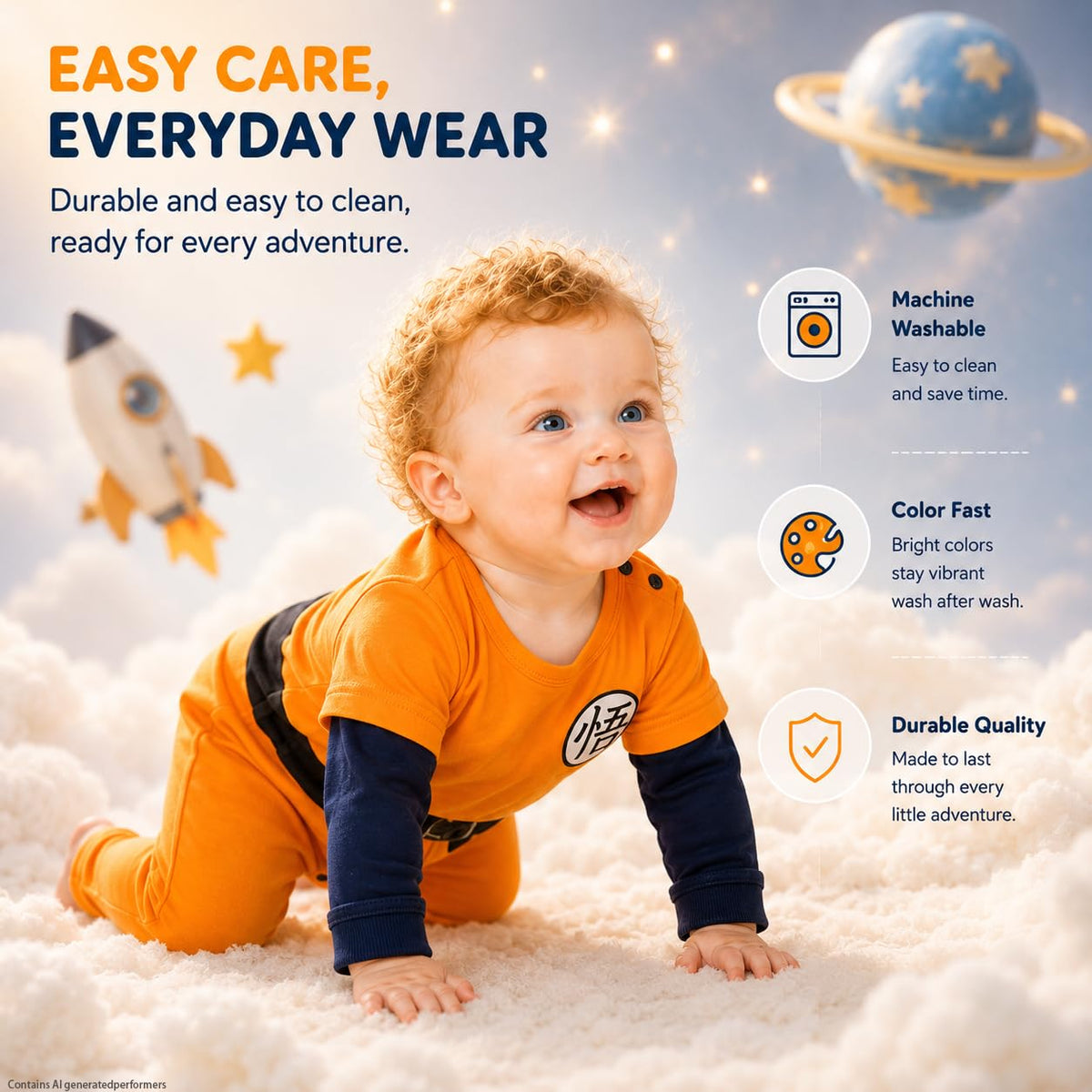 Newborn Baby Romper Outfit for Boys Girls Cartoon Long Sleeve Jumpsuit Coming Home Gift Baby Clothes Orange 12-24